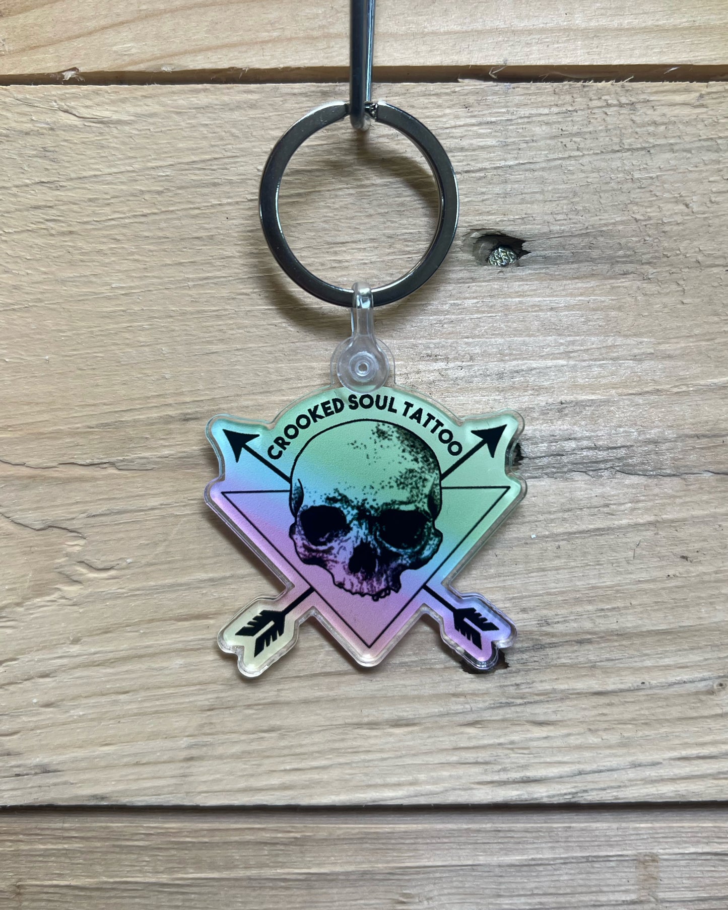 Crooked Soul Logo Rainbow Keychain