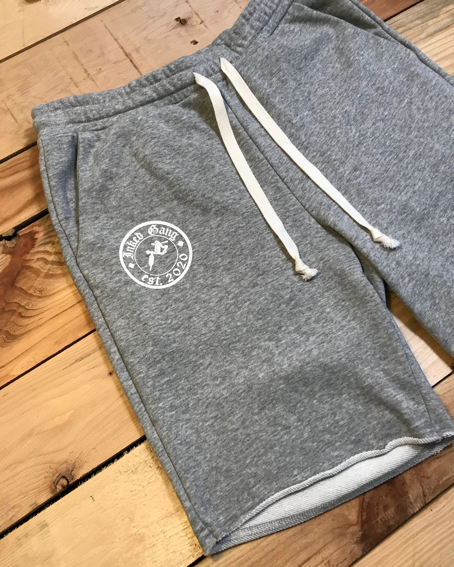 Mens Grey Inked Gang Logo Sweat Shorts