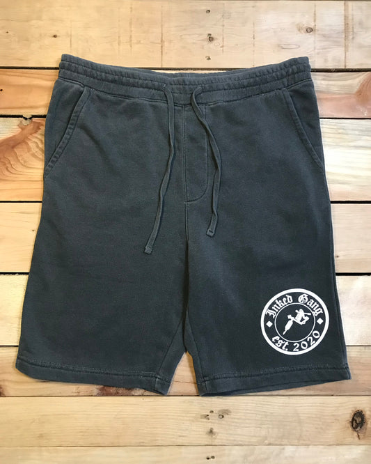 Men's Distressed Grey Inked Gang Logo Shorts