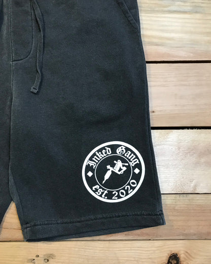 Men's Distressed Grey Inked Gang Logo Shorts