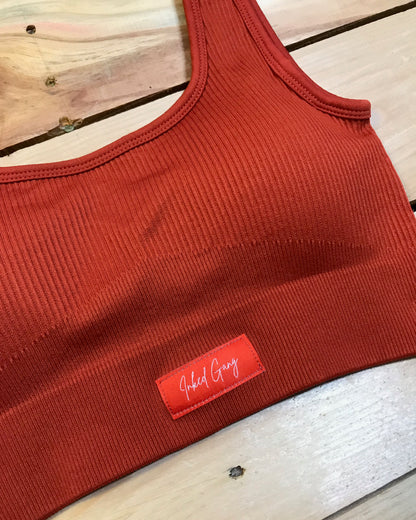 Brick Red Inked Gang Leggings/Bra Set